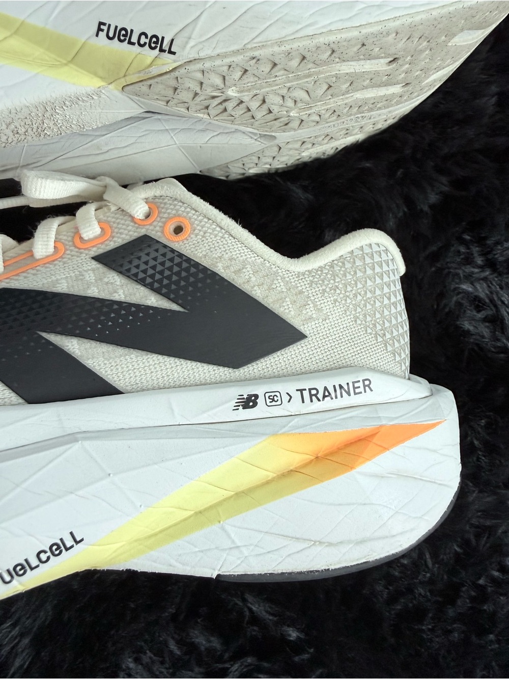 New Balance White and Gray Trainers with Orange & Yellow Midsole Accent - Picture 2 of 12